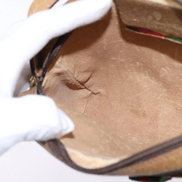 GUCCI GG Supreme Web Sherry Line Shoulder Bag PVC Beige 116 02 089 Auth 148264 - Picture 13 of 16